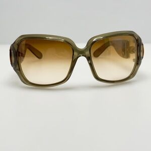GUCCI Olive Bamboo Horsebit detail Gradient Oversized Sunglasses Pre-Loved